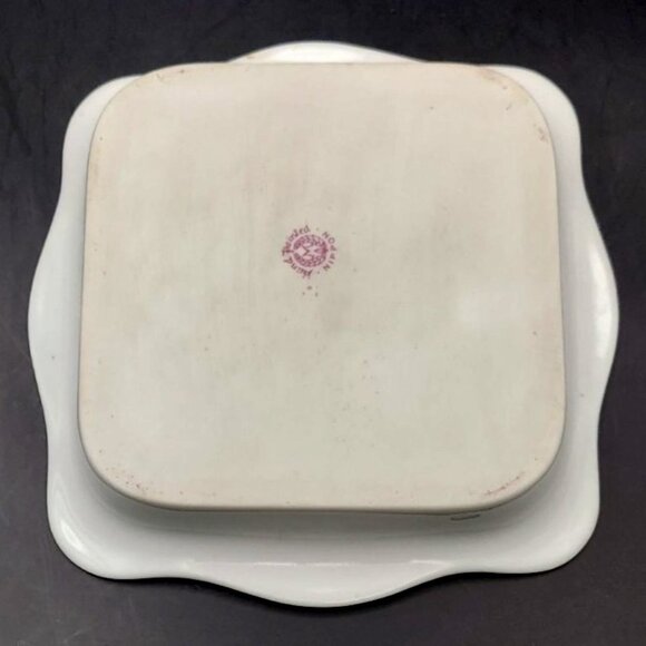 Vintage Nippon Hand Painted Floral Porcelain Square Tray Trinket Dish Japan - Picture 6 of 8